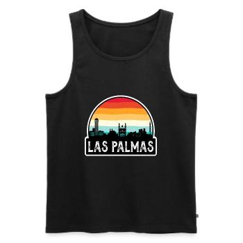 Las Palmas Spain Flag Skyline Travel Souvenir - Men's Premium Organic Tank Top - black - Front - AI Model Male 178 light (178cm)