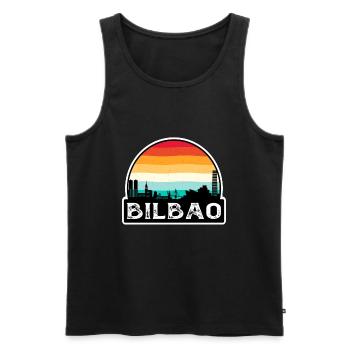Bilbao Spain Flag Skyline Travel Souvenir - Men's Premium Organic Tank Top - black - Front - AI Model Male 178 light (178cm)