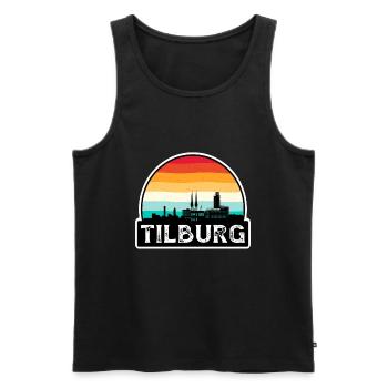 Tilburg Niederlande Flagge Skyline Reisesouvenir - Männer Premium Bio Tank Top - Schwarz - Vorne - AI Model Male 178 light (178cm)