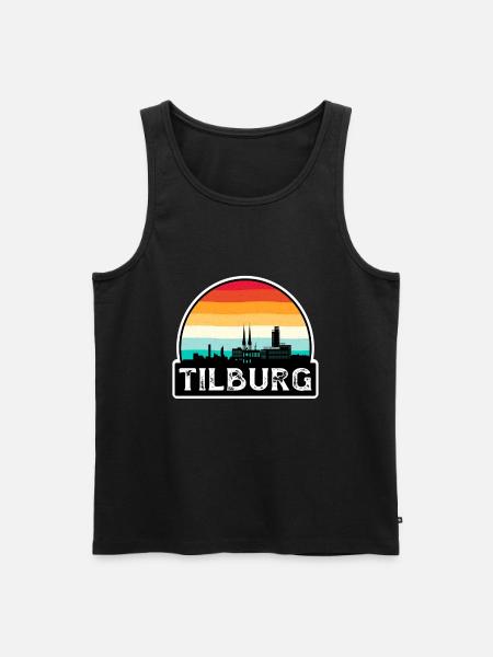 Tilburg Nederland Vlag Skyline Travel Souvenir - Mannen Premium Bio Tanktop - zwart