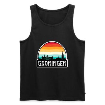 Groningue Pays-Bas Flag Skyline Souvenir de voyage - Débardeur bio Premium Homme - noir - Devant - AI Model Male 178 light (178cm)