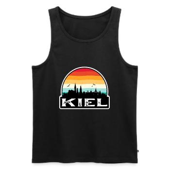 Kiel Germany Flag Skyline Travel Souvenir - Men's Premium Organic Tank Top - black - Front - AI Model Male 178 light (178cm)