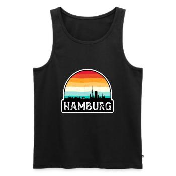 Hamburg Germany Flag Skyline Travel Souvenir - Men's Premium Organic Tank Top - black - Front - Michal (187cm)