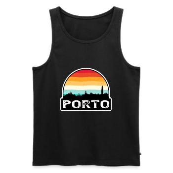 Porto Portugal Flag Skyline Souvenir de voyage - Débardeur bio Premium Homme - noir - Devant - Michal (187cm)