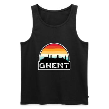 Gand Belgique Flag Skyline Souvenir de voyage - Débardeur bio Premium Homme - noir - Devant - Michal (187cm)