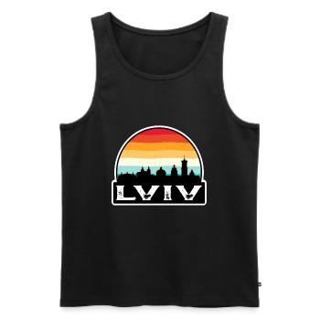 Lwiw Ukraine Flagge Skyline Reisesouvenir - Männer Premium Bio Tank Top - Schwarz - Vorne - Michal (187cm)