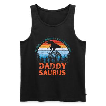 Daddy Saurus - Débardeur bio Premium Homme - noir - Devant - AI Model Male 178 light (178cm)