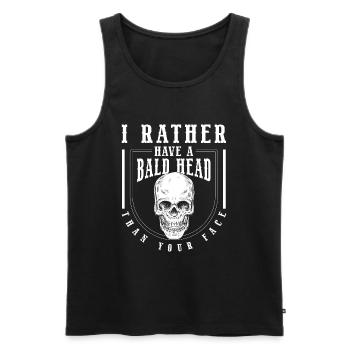 Bald Head Hairless Haircut - Men's Premium Organic Tank Top - black - Front - Michal (187cm)