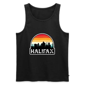 Souvenir de voyage de la ligne d’horizon du drapeau du Canada à Halifax - Débardeur bio Premium Homme - noir - Devant - AI Model Male 178 light (178cm)