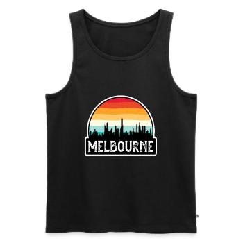 Melbourne Australia Flag Skyline Travel Souvenir - Men's Premium Organic Tank Top - black - Front - Michal (187cm)