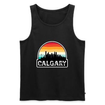 Calgary Canada Flag Skyline Travel Souvenir - Men's Premium Organic Tank Top - black - Front - AI Model Male 178 light (178cm)