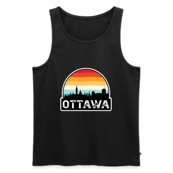 Ottawa Canada Flag Skyline Travel Souvenir - Men's Premium Organic Tank Top - black - Front - AI Model Male 178 light (178cm)