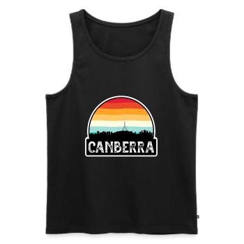 Canberra Australien Flagge Skyline Reise-Souvenir - Männer Premium Bio Tank Top - Schwarz - Vorne - AI Model Male 178 light (178cm)