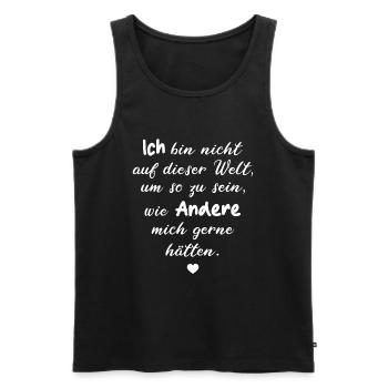 ICH DASEIN WELT SELBSTFINDUNG SELBSTLIEBE GLÜCK - Männer Premium Bio Tank Top - Schwarz - Vorne - Michal (187cm)