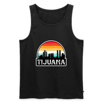 Tijuana Mexico Flag Skyline Travel Souvenir - Men's Premium Organic Tank Top - black - Front - Michal (187cm)