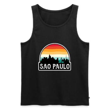 São Paulo Brasilien Flagge Skyline Reisesouvenir - Männer Premium Bio Tank Top - Schwarz - Vorne - AI Model Male 178 light (178cm)