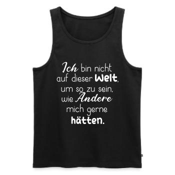 ICH DASEIN WELT SELBSTFINDUNG SELBSTLIEBE GLÜCK - Männer Premium Bio Tank Top - Schwarz - Vorne - Michal (187cm)