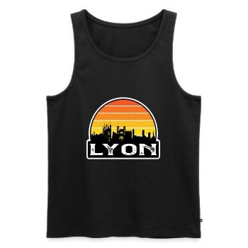 Lyon France Flag Skyline Souvenir de voyage - Débardeur bio Premium Homme - noir - Devant - AI Model Male 178 light (178cm)
