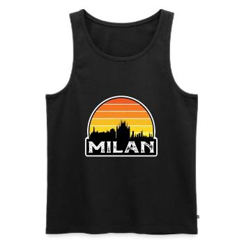 Milan Italy Flag Skyline Travel Souvenir - Men's Premium Organic Tank Top - black - Front - Michal (187cm)