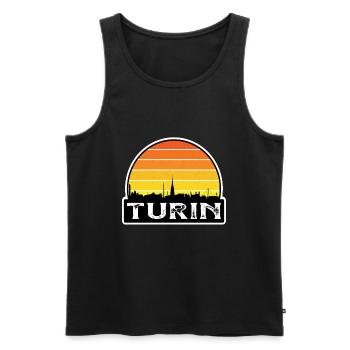 Turin Italien Flagge Skyline Reisesouvenir - Männer Premium Bio Tank Top - Schwarz - Vorne - Michal (187cm)