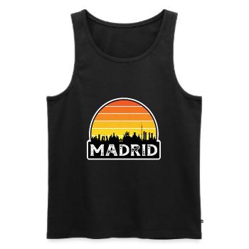 Madrid Espagne Flag Skyline Souvenir de voyage - Débardeur bio Premium Homme - noir - Devant - AI Model Male 178 light (178cm)