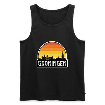 Groningue Pays-Bas Flag Skyline Souvenir de voyage - Débardeur bio Premium Homme - noir - Devant - AI Model Male 178 light (178cm)