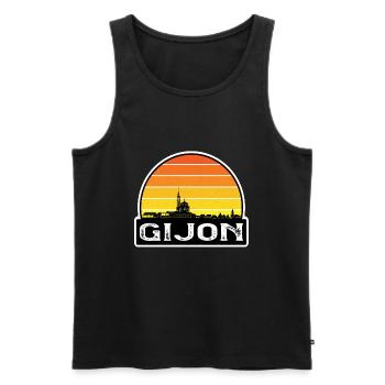 Gijon Spanien Flagge Skyline Reisesouvenir - Männer Premium Bio Tank Top - Schwarz - Vorne - Michal (187cm)