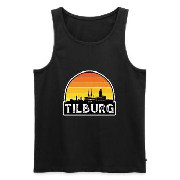 Tilburg Niederlande Flagge Skyline Reisesouvenir - Männer Premium Bio Tank Top - Schwarz - Vorne - AI Model Male 178 light (178cm)