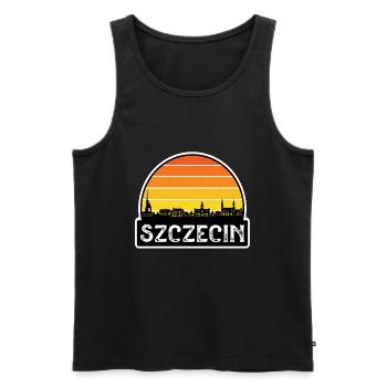 Szczecin Pologne Flag Skyline Souvenir de voyage - Débardeur bio Premium Homme - noir - Devant - AI Model Male 178 light (178cm)