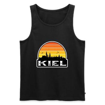 Kiel Germany Flag Skyline Travel Souvenir - Men's Premium Organic Tank Top - black - Front - AI Model Male 178 light (178cm)