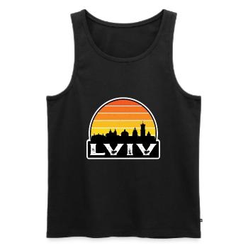 Lwiw Ukraine Flagge Skyline Reisesouvenir - Männer Premium Bio Tank Top - Schwarz - Vorne - Michal (187cm)