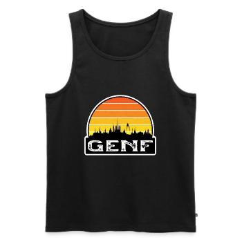 Genf Schweiz Flagge Skyline Reisesouvenir - Männer Premium Bio Tank Top - Schwarz - Vorne - Michal (187cm)