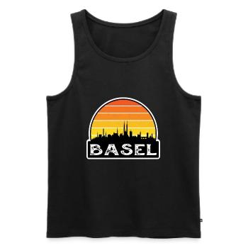 Bâle, Suisse, drapeau Skyline, souvenir de voyage - Débardeur bio Premium Homme - noir - Devant - AI Model Male 178 light (178cm)