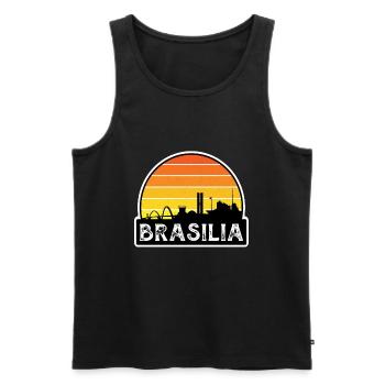 Brasilia Brazil Flag Skyline Travel Souvenir - Men's Premium Organic Tank Top - black - Front - Michal (187cm)