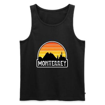 Monterrey Mexico Flag Skyline Travel Souvenir - Men's Premium Organic Tank Top - black - Front - AI Model Male 178 light (178cm)