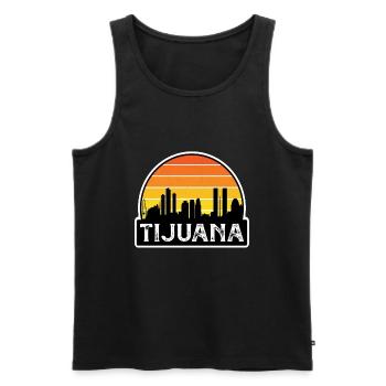 Tijuana Mexico Flag Skyline Travel Souvenir - Men's Premium Organic Tank Top - black - Front - Michal (187cm)
