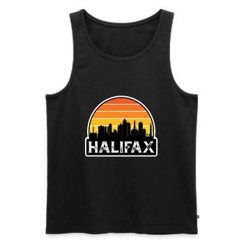 Souvenir de voyage de la ligne d’horizon du drapeau du Canada à Halifax - Débardeur bio Premium Homme - noir - Devant - AI Model Male 178 light (178cm)