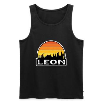 Leon Mexiko Flagge Skyline Reise-Souvenir - Männer Premium Bio Tank Top - Schwarz - Vorne - Michal (187cm)