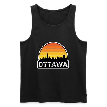 Ottawa Canada Flag Skyline Travel Souvenir - Men's Premium Organic Tank Top - black - Front - AI Model Male 178 light (178cm)