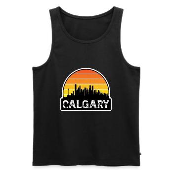 Calgary Canada Flag Skyline Travel Souvenir - Men's Premium Organic Tank Top - black - Front - AI Model Male 178 light (178cm)