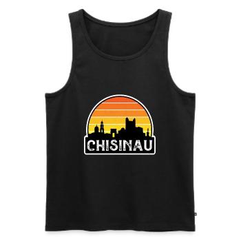 Chișinău Moldawien Flagge Skyline Reisesouvenir - Männer Premium Bio Tank Top - Schwarz - Vorne - Michal (187cm)