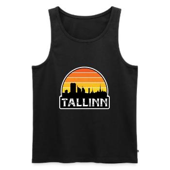 Tallinn Estland Flagge Skyline Reisesouvenir - Männer Premium Bio Tank Top - Schwarz - Vorne - AI Model Male 178 light (178cm)