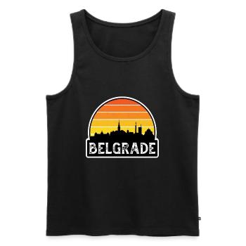 Belgrade Serbie Flag Skyline Souvenir de voyage - Débardeur bio Premium Homme - noir - Devant - AI Model Male 178 light (178cm)