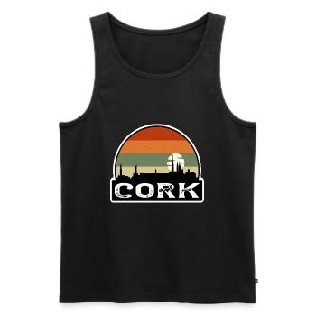 Cork Ireland Flag Skyline Travel Souvenir - Men's Premium Organic Tank Top - black - Front - Michal (187cm)