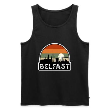 Belfast Northern Ireland Flag Skyline Travel Souve - Men's Premium Organic Tank Top - black - Front - Michal (187cm)
