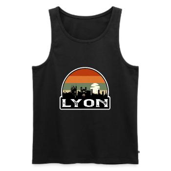 Lyon France Flag Skyline Travel Souvenir - Men's Premium Organic Tank Top - black - Front - Michal (187cm)