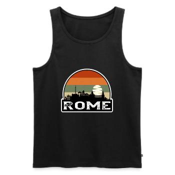 Rome Italy Flag Skyline Travel Souvenir - Men's Premium Organic Tank Top - black - Front - Michal (187cm)