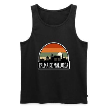 Palma De Mallorca Spain Flag Skyline Travel Souven - Men's Premium Organic Tank Top - black - Front - AI Model Male 178 light (178cm)