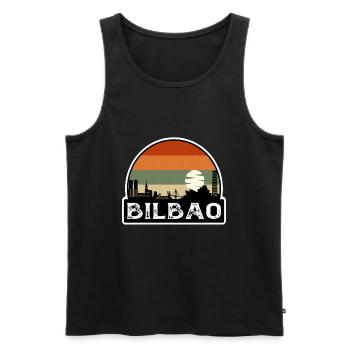 Bilbao Spain Flag Skyline Travel Souvenir - Men's Premium Organic Tank Top - black - Front - AI Model Male 178 light (178cm)