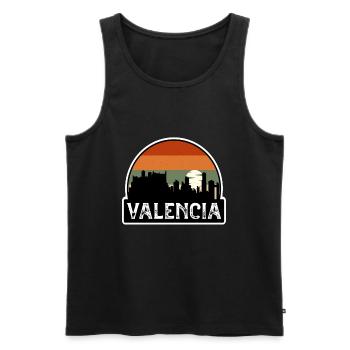 Valencia Spain Flag Skyline Travel Souvenir - Men's Premium Organic Tank Top - black - Front - AI Model Male 178 light (178cm)